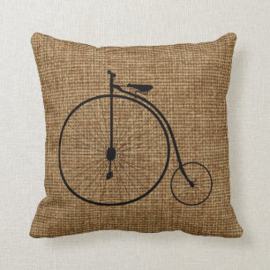 fiets Penny-Farding op Faux Burlap Kussen