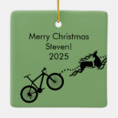 Fiets rendier Grappig Kerstman Kerstmis Keramisch Ornament (Achterkant)