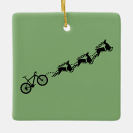 Fiets rendier Grappig Kerstman Kerstmis Keramisch Ornament