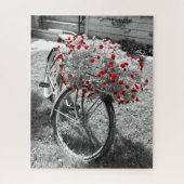  fiets Rood Geranium Flowers Rural Foto Legpuzzel (Verticaal)