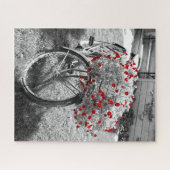  fiets Rood Geranium Flowers Rural Foto Legpuzzel (Horizontaal)