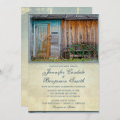  fiets Rustic Barn Wedding Invitations Kaart (Voorkant / Achterkant)