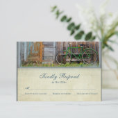 fiets Rustic Barn Wedding RSVP-kaarten RSVP Kaartje (Staand voorkant)