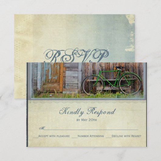  fiets Rustic Barn Wedding RSVP-kaarten RSVP Kaartje (Voorkant / Achterkant)