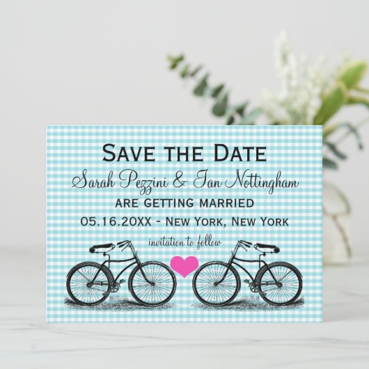  fiets Sla de datumbruiloft-kaarten op Kaart (Staand voorkant)