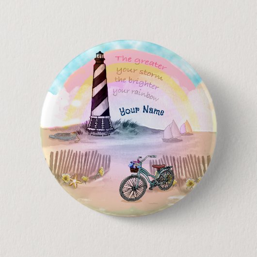 Fiets Stormachtige Vuurtoren Ronde Button 5,7 Cm (Voorkant)