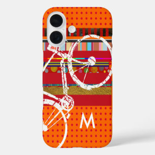 Fiets, strepen en custom initiaal iPhone 16 hoesje