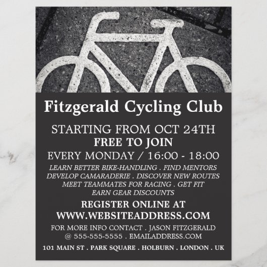 Fiets Symbool, Fietsclub Reclamefolder Flyer (Voorkant)