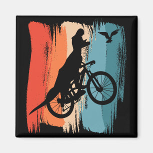 Fiets T-rex Dinosaur Mountainbiken Dino Rijden Magneet