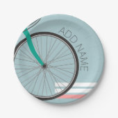 Fiets Thema Party met aangepaste tekst Papieren Bordje (Voorkant)