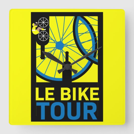 Fiets Touring Art Vierkante Klok (Voorkant)