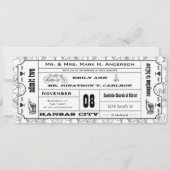 fiets Typography Ticket Wedding Kaart (Voorkant)