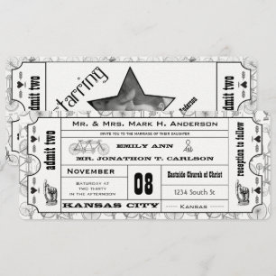  fiets Typography Ticket Wedding Kaart