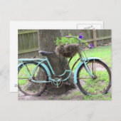  fiets van de bloemenmand in de tuin briefkaart (Voorkant / Achterkant)