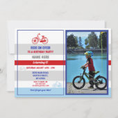 Fiets Verjaardag Fiets Ride Party Rode Jongens Fot Kaart (Voorkant)