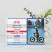 Fiets Verjaardag Fiets Ride Party Rode Jongens Fot Kaart (Staand voorkant)