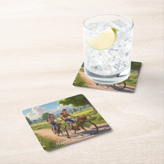 Fiets Verjaardag Kartonnen Onderzetters (Insitu)