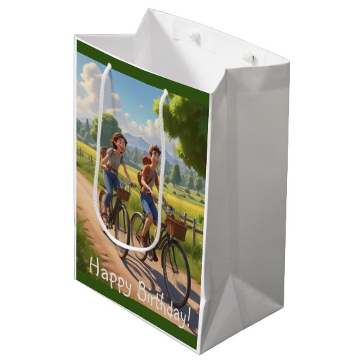 Fiets Verjaardag Medium Cadeauzakje (Voorkant Gekanteld)