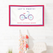 Fiets Verjaardagsfeestje Custom Rood Blauw Spandoek (Insitu)