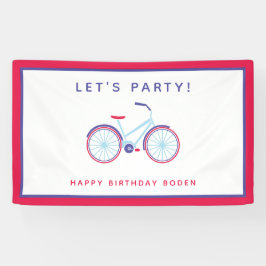 Fiets Verjaardagsfeestje Custom Rood Blauw Spandoek