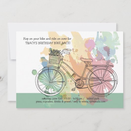 Fiets verjaardagsfeestje uitnodiging (Voorkant)