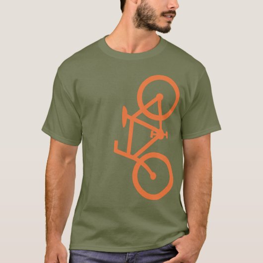 Fiets, verticaal silhouet, Oranje ontwerp T-shirt (Voorkant)