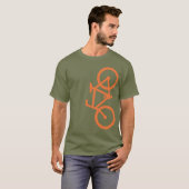 Fiets, verticaal silhouet, Oranje ontwerp T-shirt (Voorkant volledig)