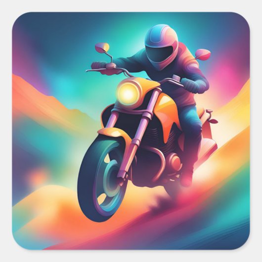 fiets vierkante sticker (Voorkant)