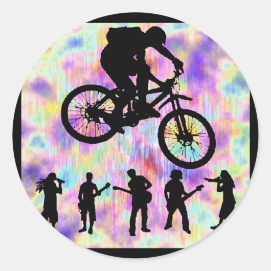 FIETS VOLGENDE ZET RONDE STICKER (Voorkant)
