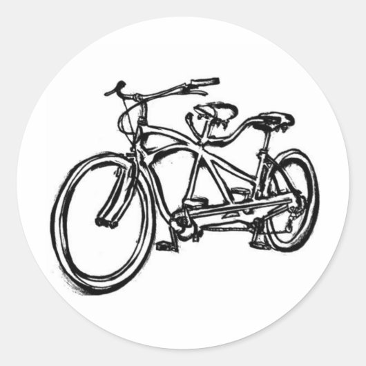Fiets voor 2 (antiek schwinn tandem) ronde sticker (Voorkant)