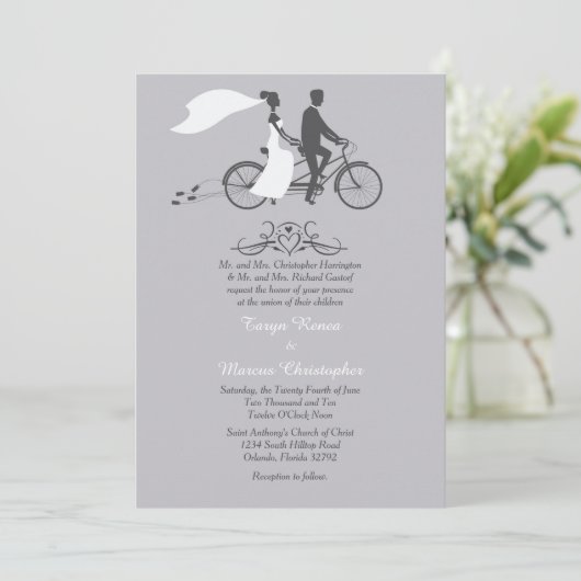 Fiets voor twee 5x7 huwelijksuitnodiging kaart (Staand voorkant)