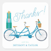 Fiets voor twee aquarel tandem fiets vierkante sticker (Voorkant)