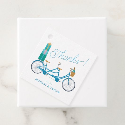 Fiets voor twee aquarel tandemfiets bedankjes labels (In situ)