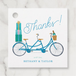 Fiets voor twee aquarel tandemfiets bedankjes labels