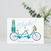 Fiets voor Twee Aquarel Tandemfiets Bedankkaart (Staand voorkant)