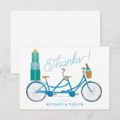 Fiets voor Twee Aquarel Tandemfiets Bedankkaart (Voorkant / Achterkant)