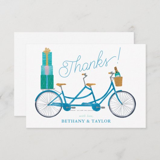Fiets voor Twee Aquarel Tandemfiets Bedankkaart (Voorkant / Achterkant)