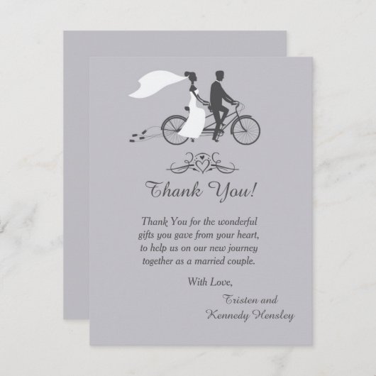 Fiets voor twee bruiloft 4x5 flat dank u kaart (Voorkant / Achterkant)