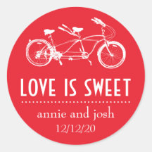 Fiets voor twee liefde is zoete etiketten (rood)