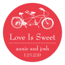 Fiets voor twee liefde is zoete etiketten (rood)