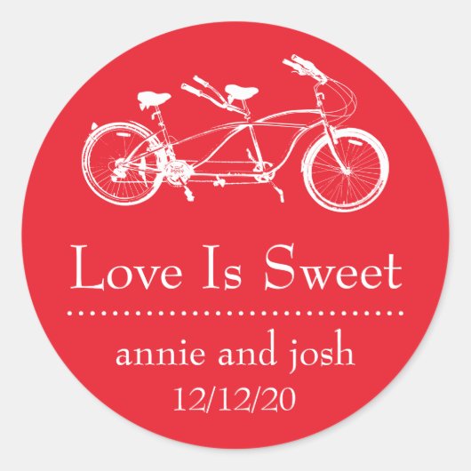 Fiets voor twee liefde is zoete etiketten (rood) (Voorkant)
