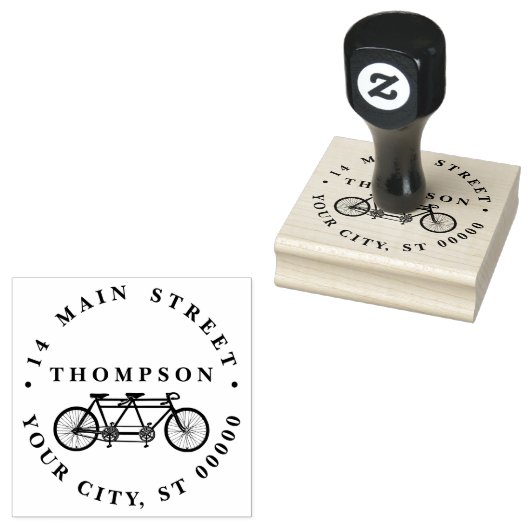 fiets voor twee / tandem fietsadres rubberstempel (Gestempeld)