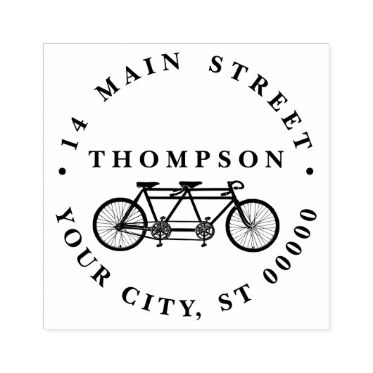  fiets voor twee / tandem fietsadres rubberstempel (Afrduk)