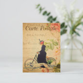 fiets voor vrouwen met een hond Frans Briefkaart (Staand voorkant)