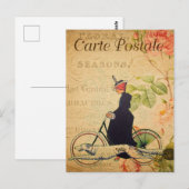 fiets voor vrouwen met een hond Frans Briefkaart (Voorkant / Achterkant)