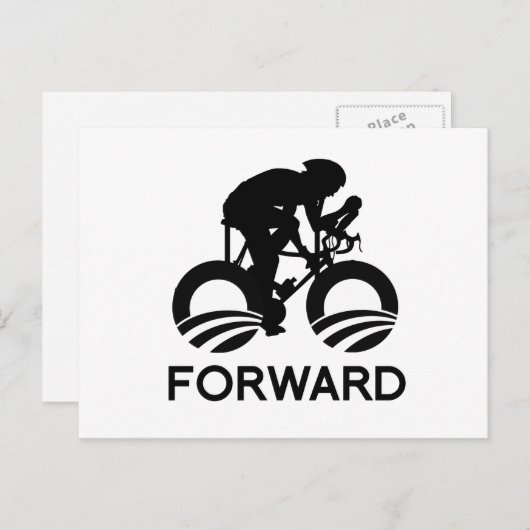 FIETS VOORUIT MET OBAMA BRIEFKAART (Voorkant / Achterkant)