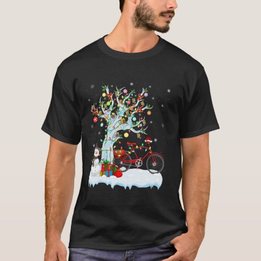 Fiets Xmas Verlichting Tree Santa Hat Fiets Chris T-shirt (Voorkant)