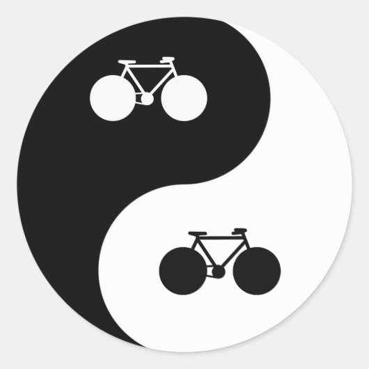 Fiets Yin Yang symbool Ronde Sticker (Voorkant)