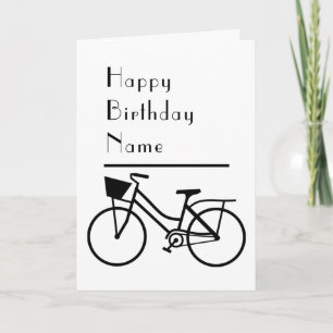 Fiets Zwart en Wit Minimalistische Verjaardag Kaart