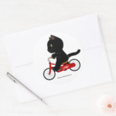 Fiets Zwart Kat Ronde Sticker (Envelop)